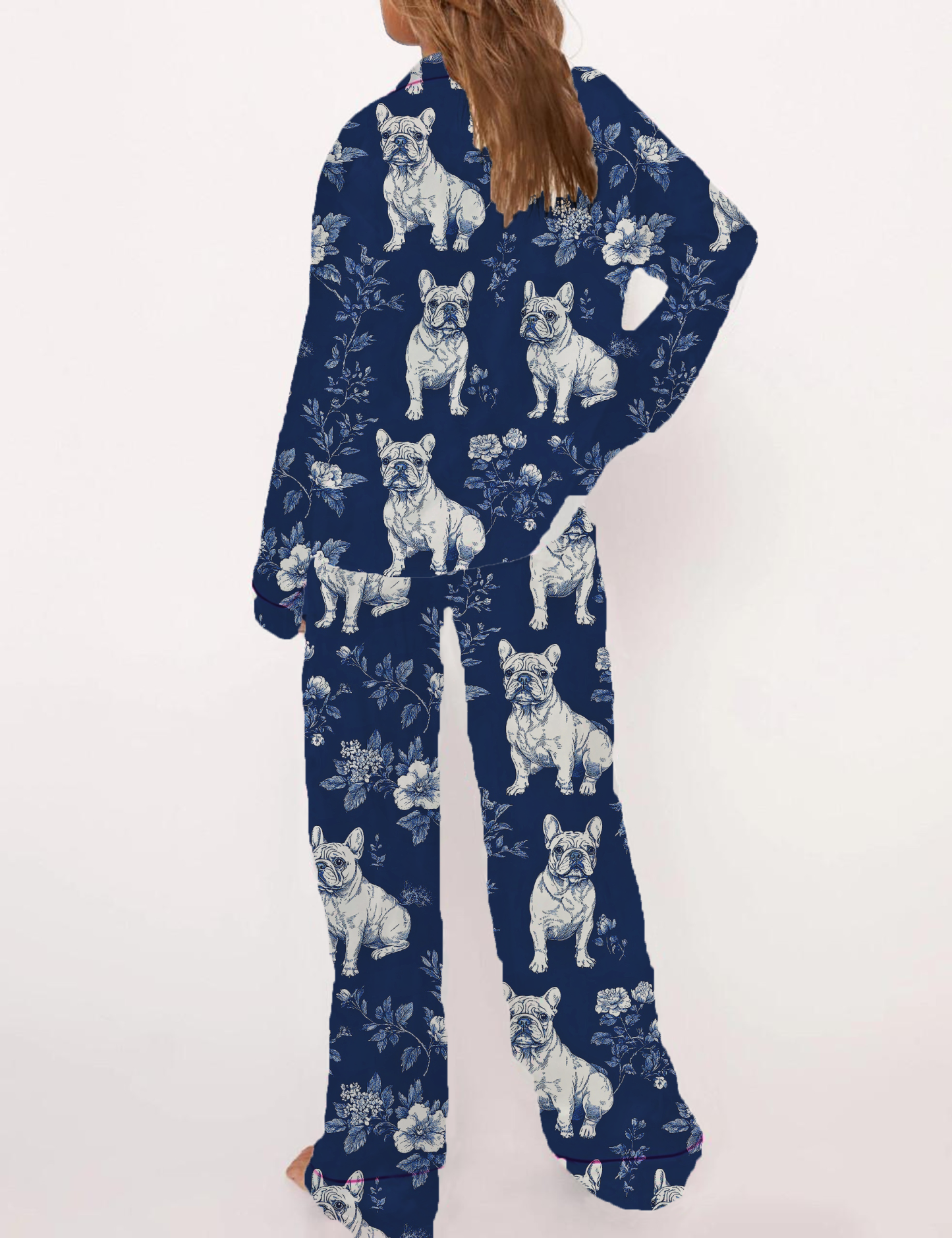 French Bulldogs Silky Satin Pajama Short Set For Women