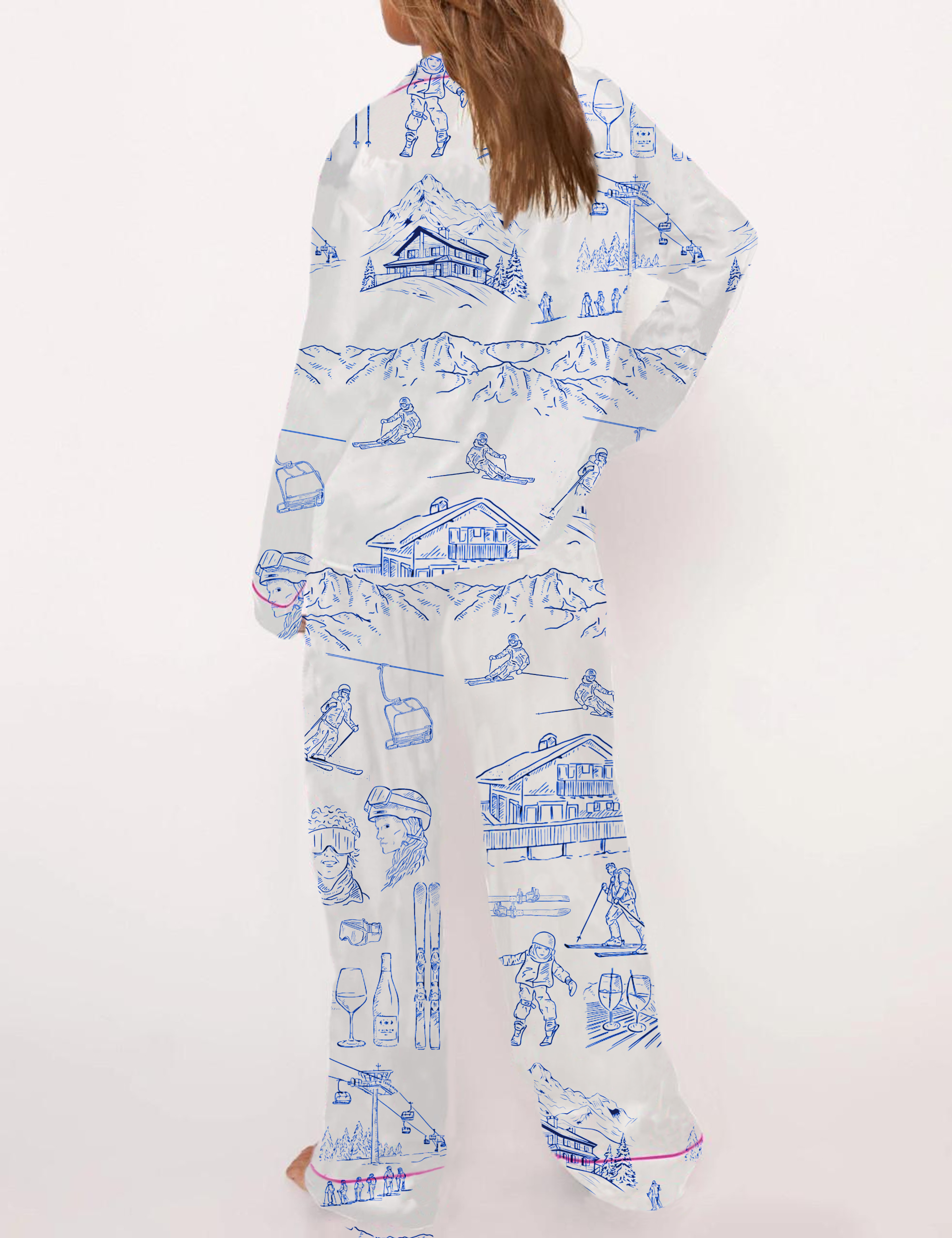Après Ski Toile Silky Satin Pajama Short Set For Women