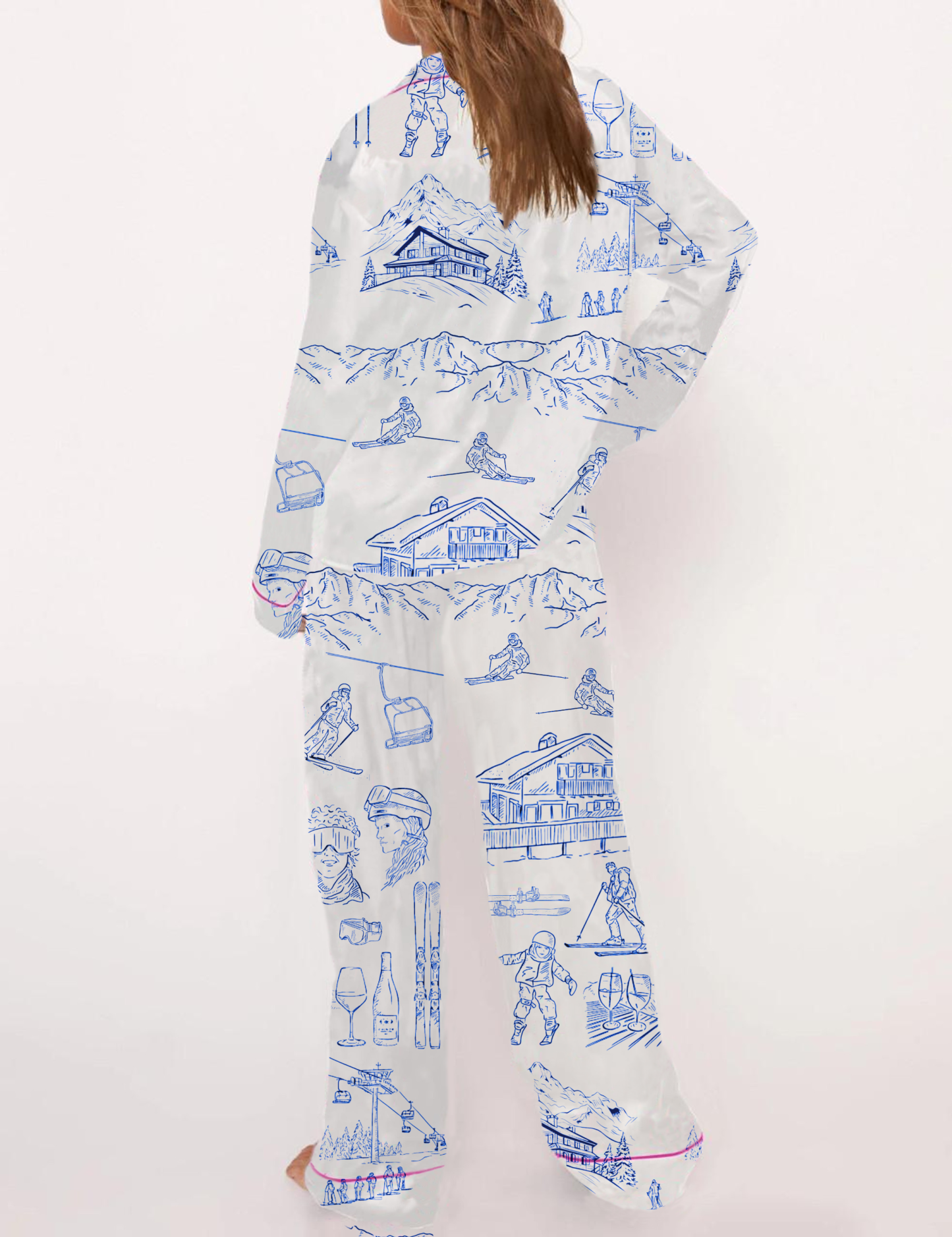 Après Ski Toile Silky Satin Pajama Short Set For Women
