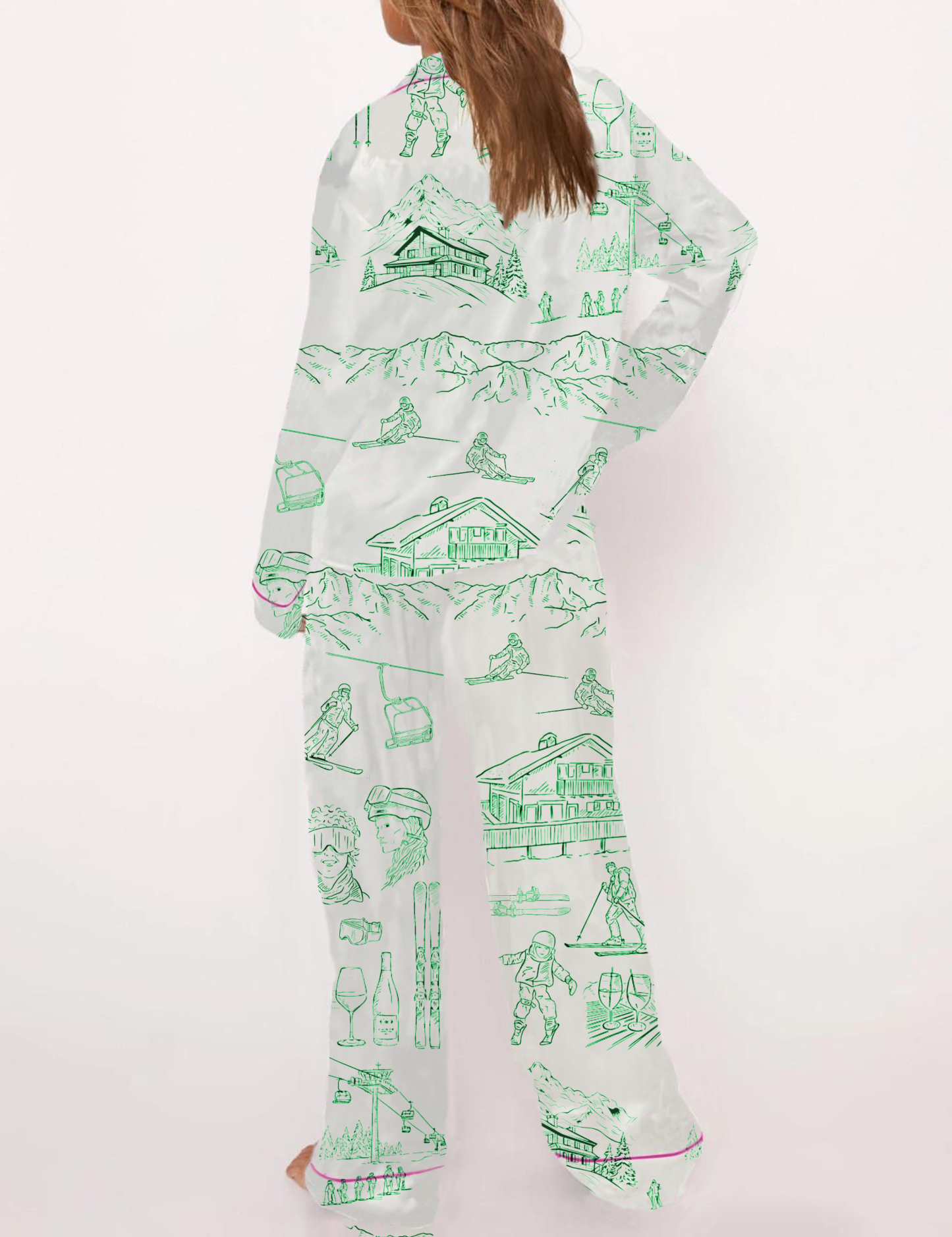 Après Ski Toile Silky Satin Pajama Short Set For Women