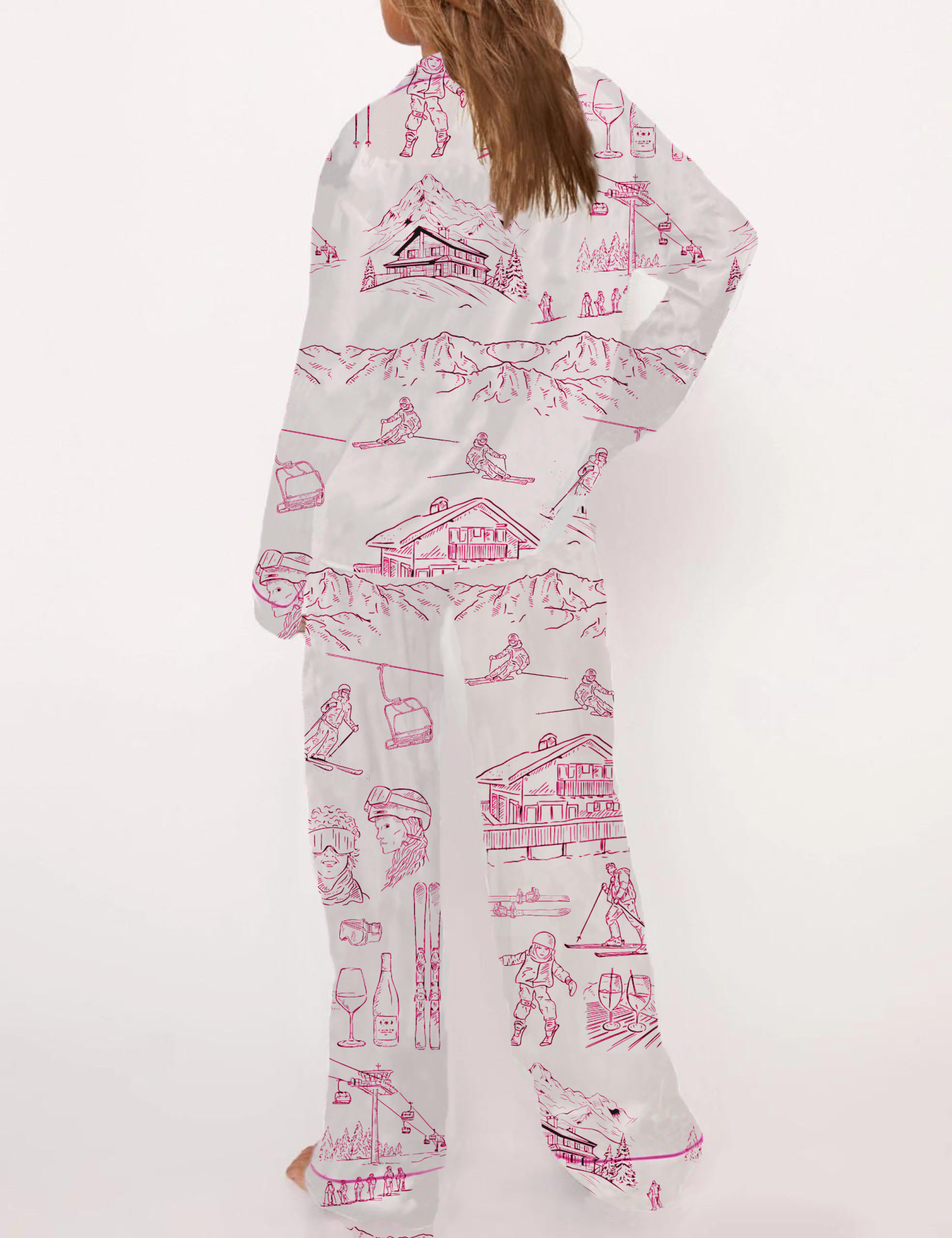 Après Ski Toile Silky Satin Pajama Short Set For Women