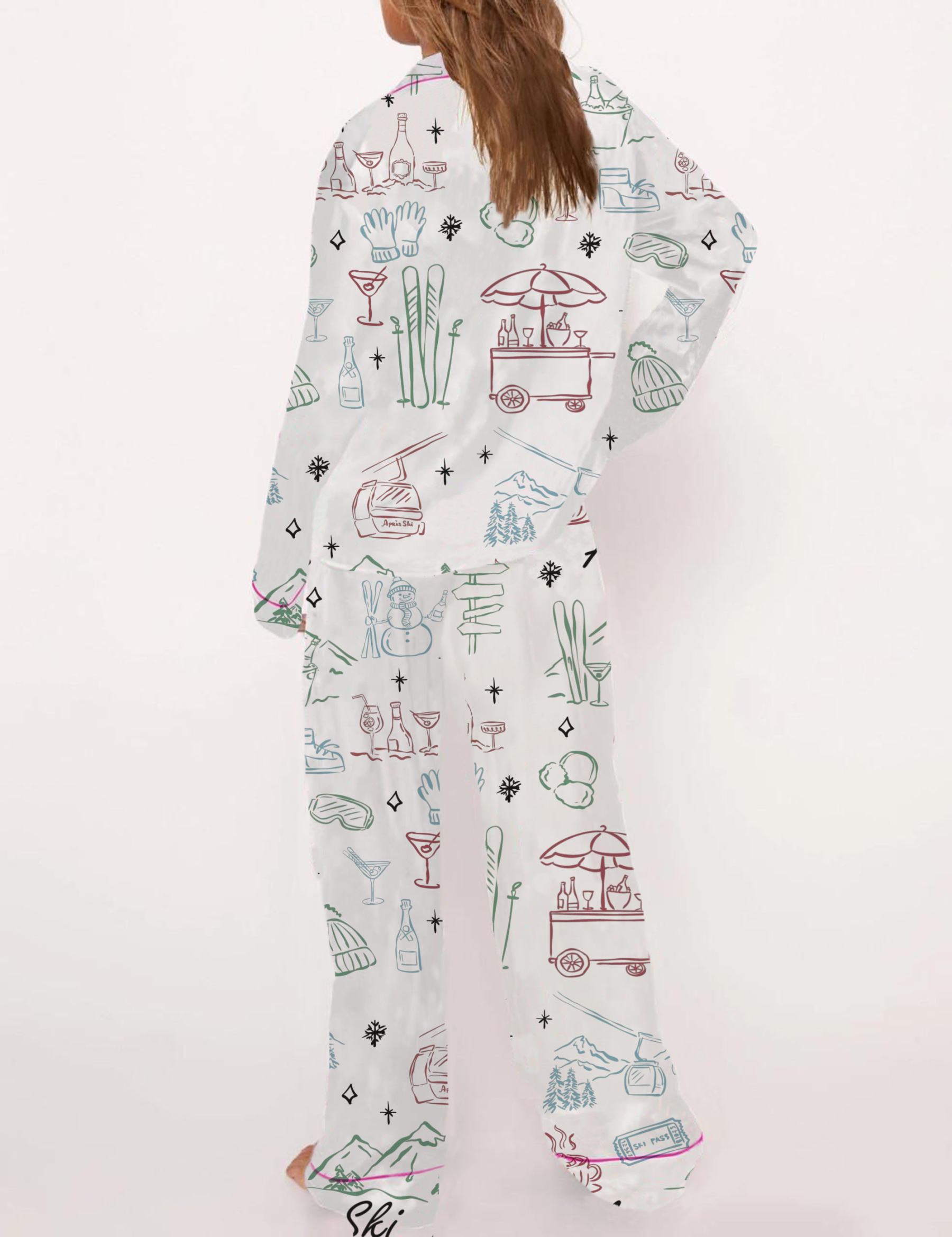 Après Ski Toile Silky Satin Pajama Set For Women