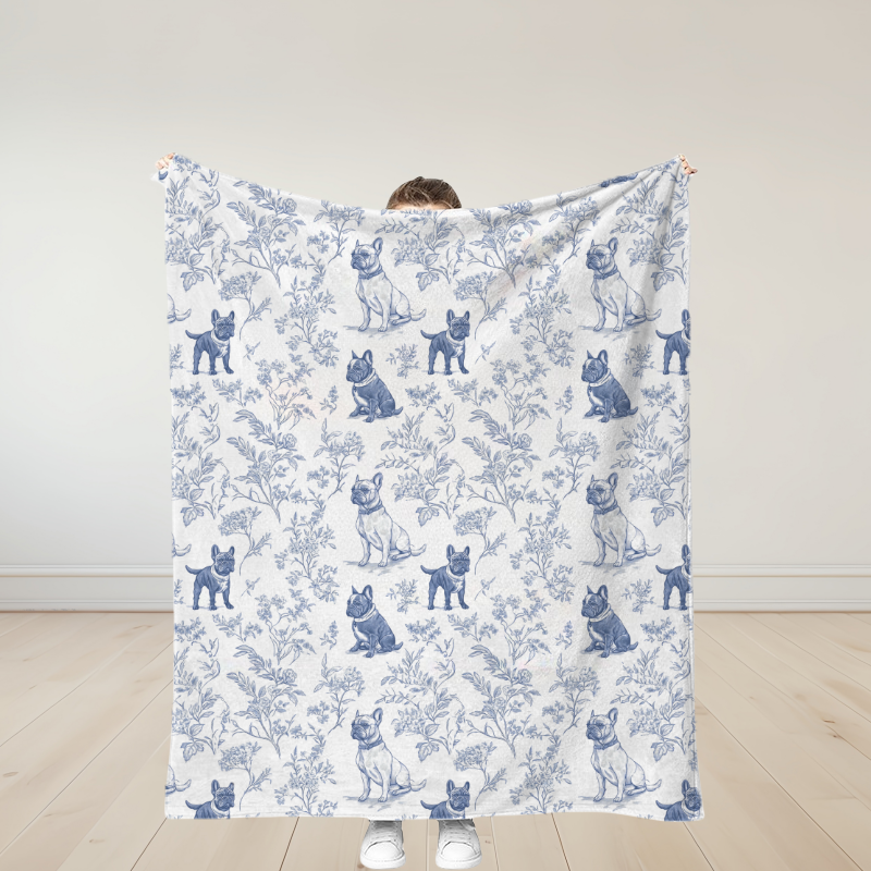 Personalized French Bulldogs Soft Throw Blanket Birthday Gift