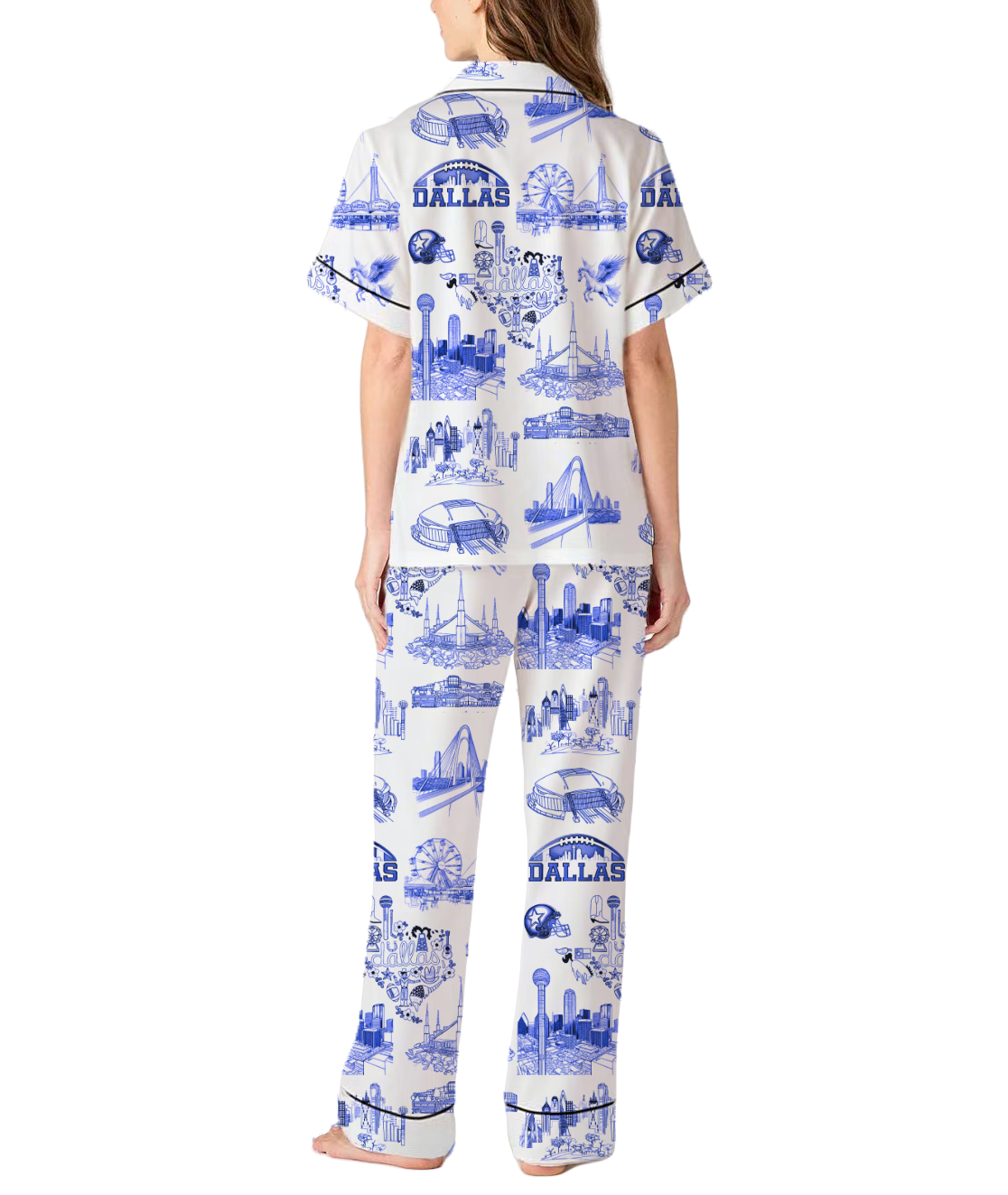 Dallas Toile Silky Satin Pajama Pants Set For Women