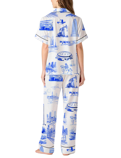 Houston Toile Silky Satin Pajama Pants Set For Women