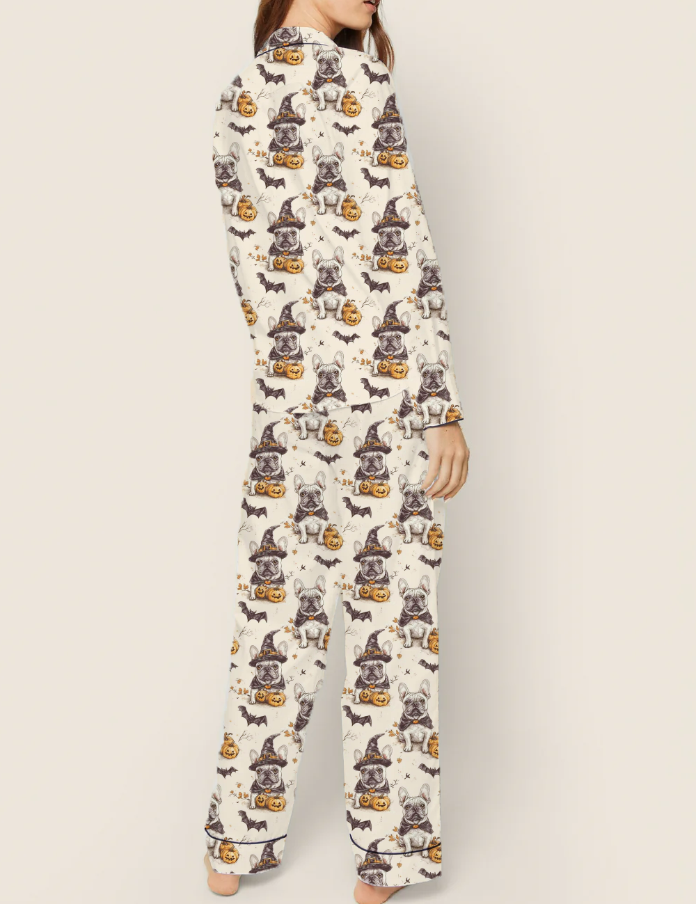 French Bulldog Halloween Silky Satin Pajama Set For Women