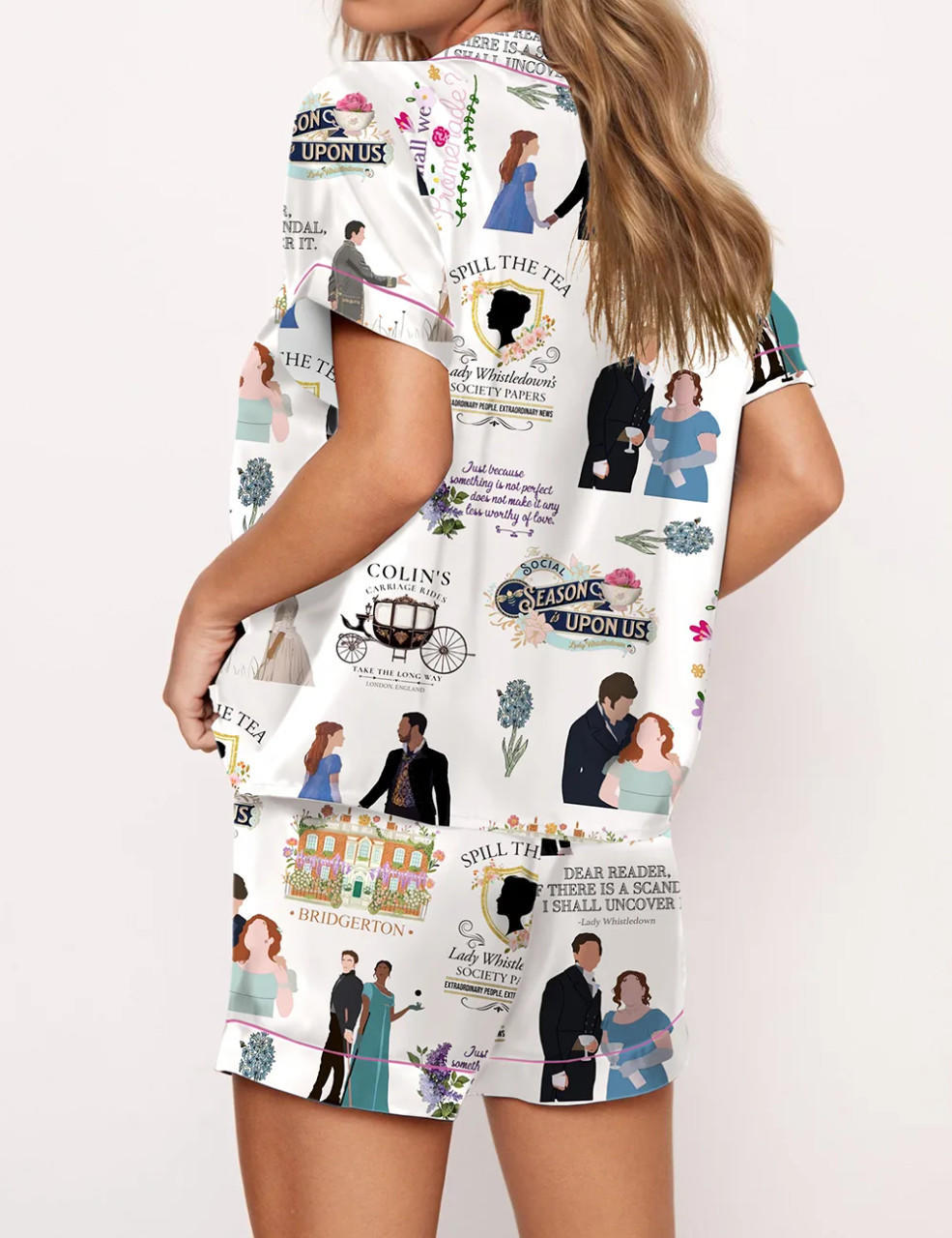 Spill The Tea Whistledown Satin Pajama Set For Women