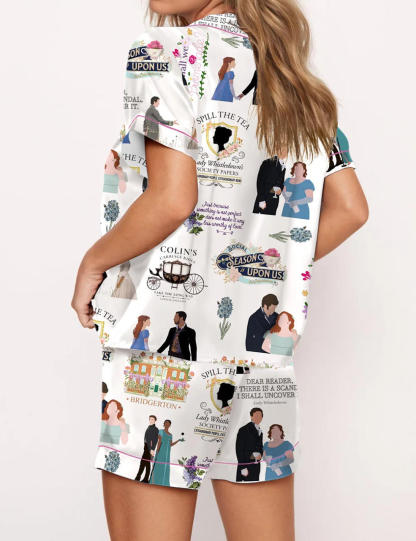 Spill The Tea Whistledown Satin Pajama Set For Women