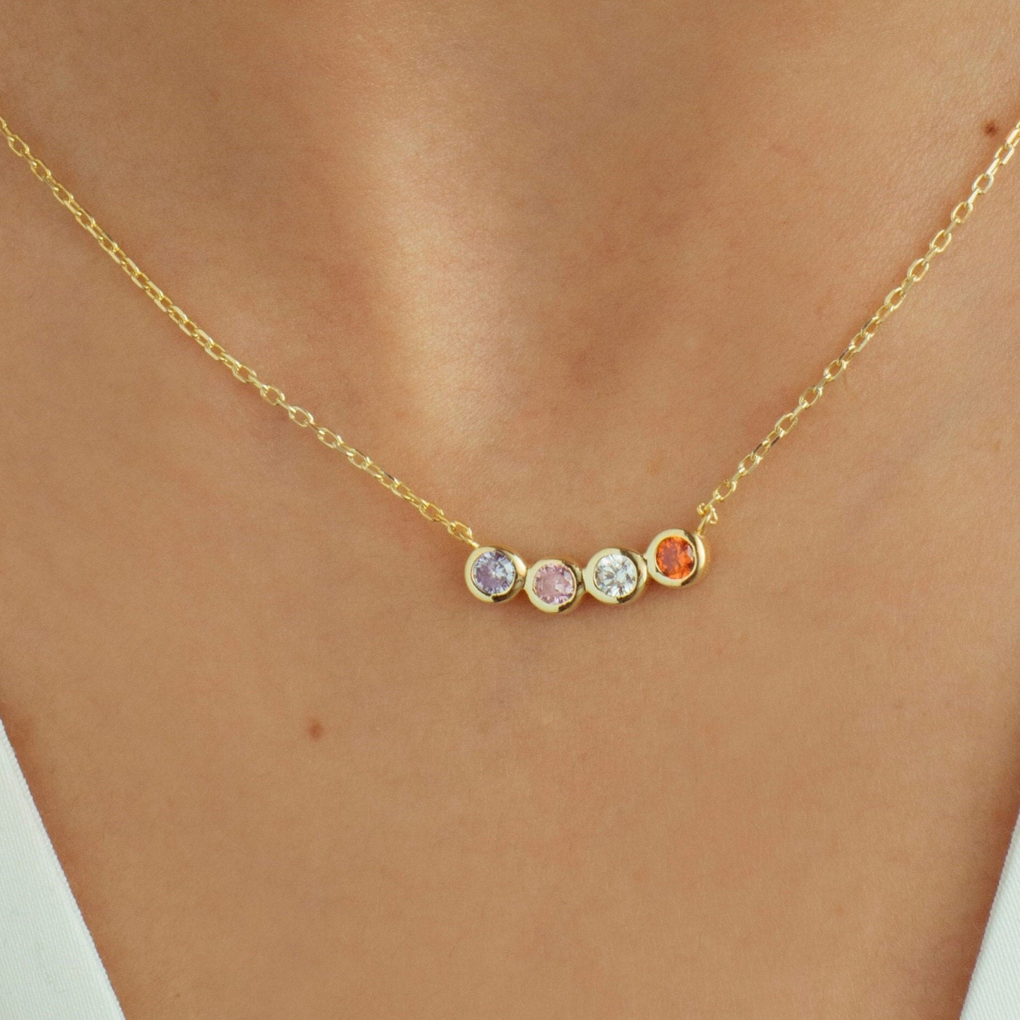 Custom 1-6 Birthstones Family Necklace
