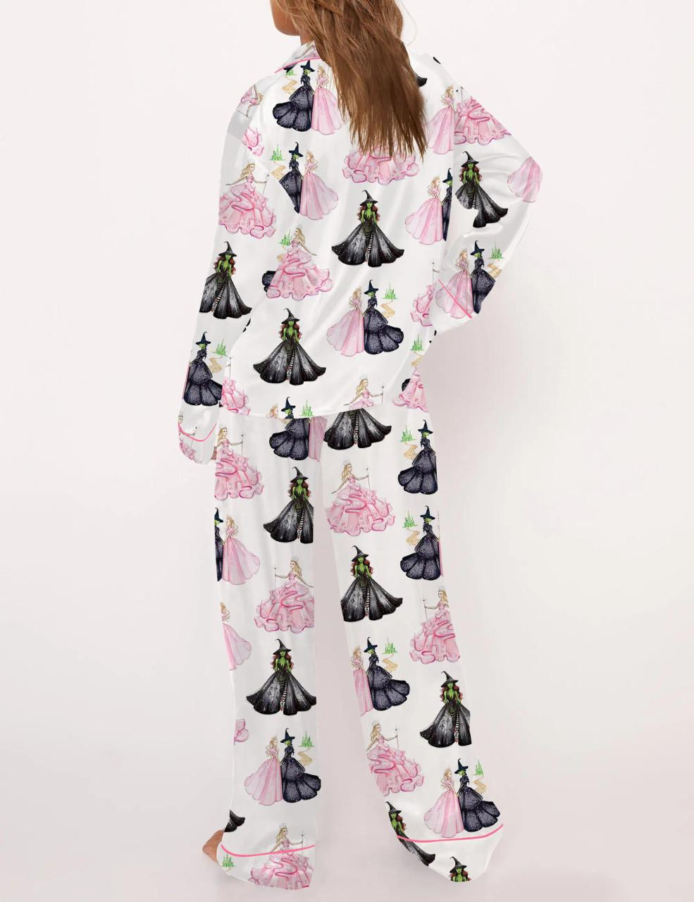 Wicked Print Satin Pajama Set For Women