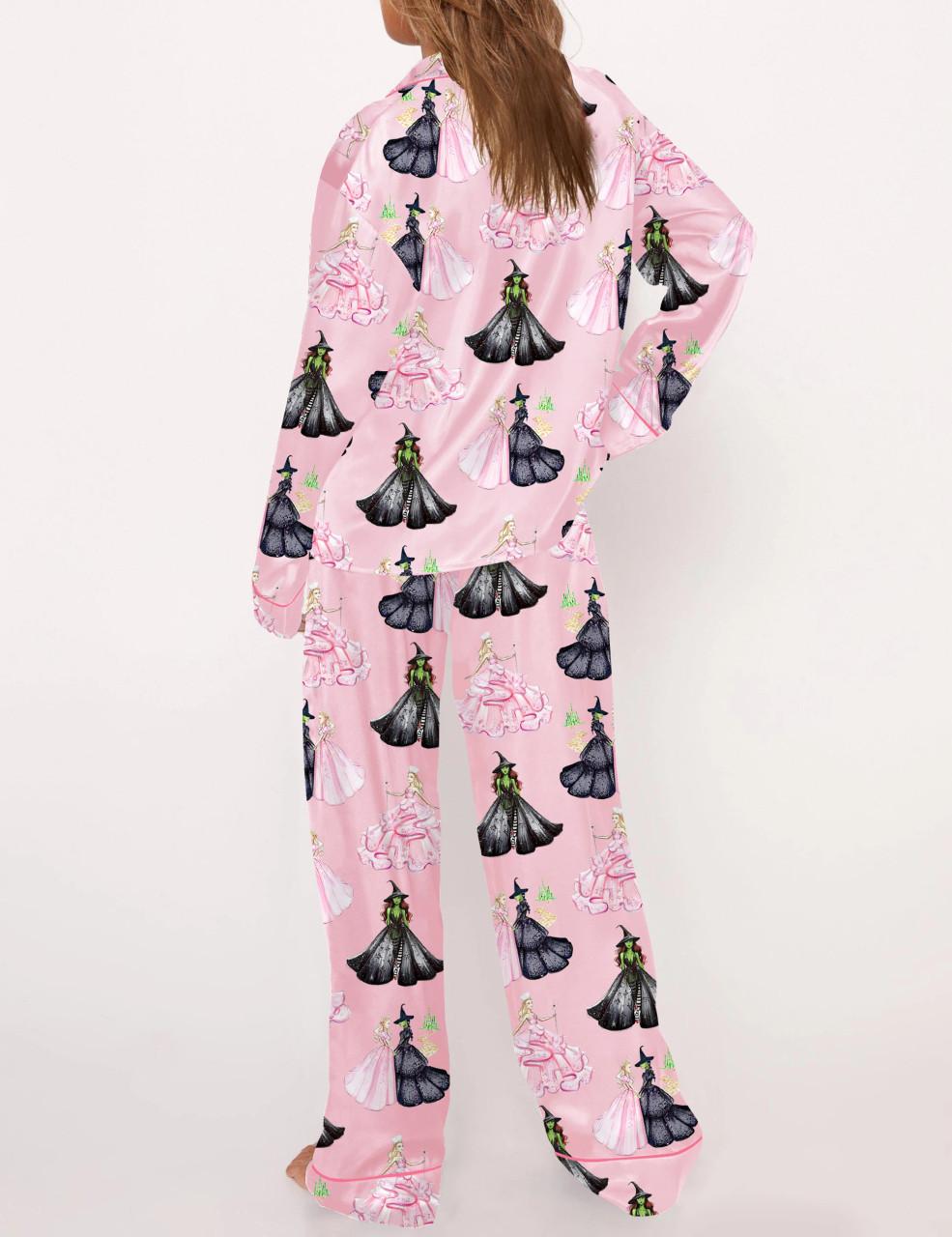 Wicked Print Satin Pajama Set For Women