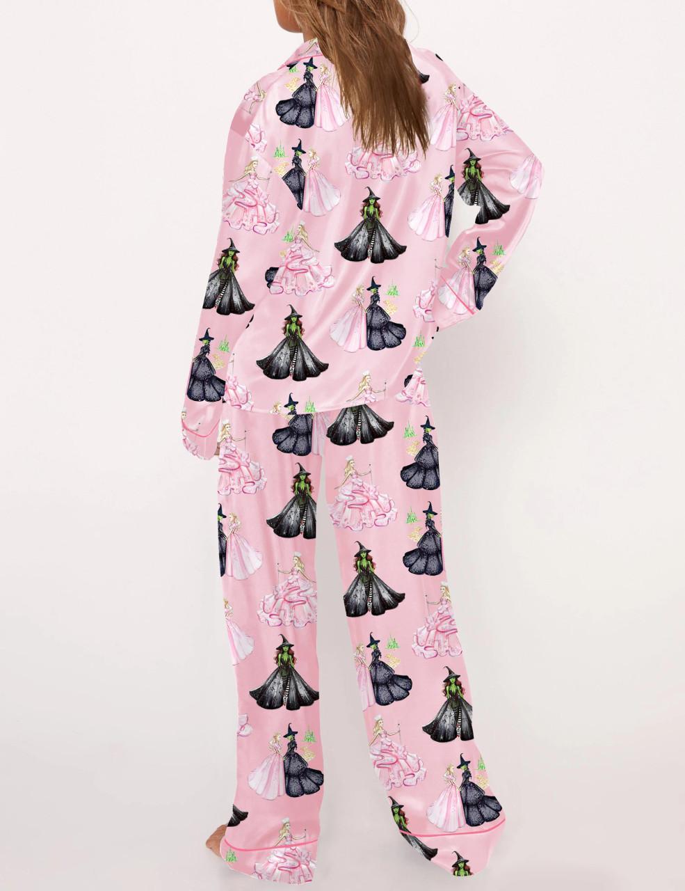 Wicked Print Satin Pajama Set For Women