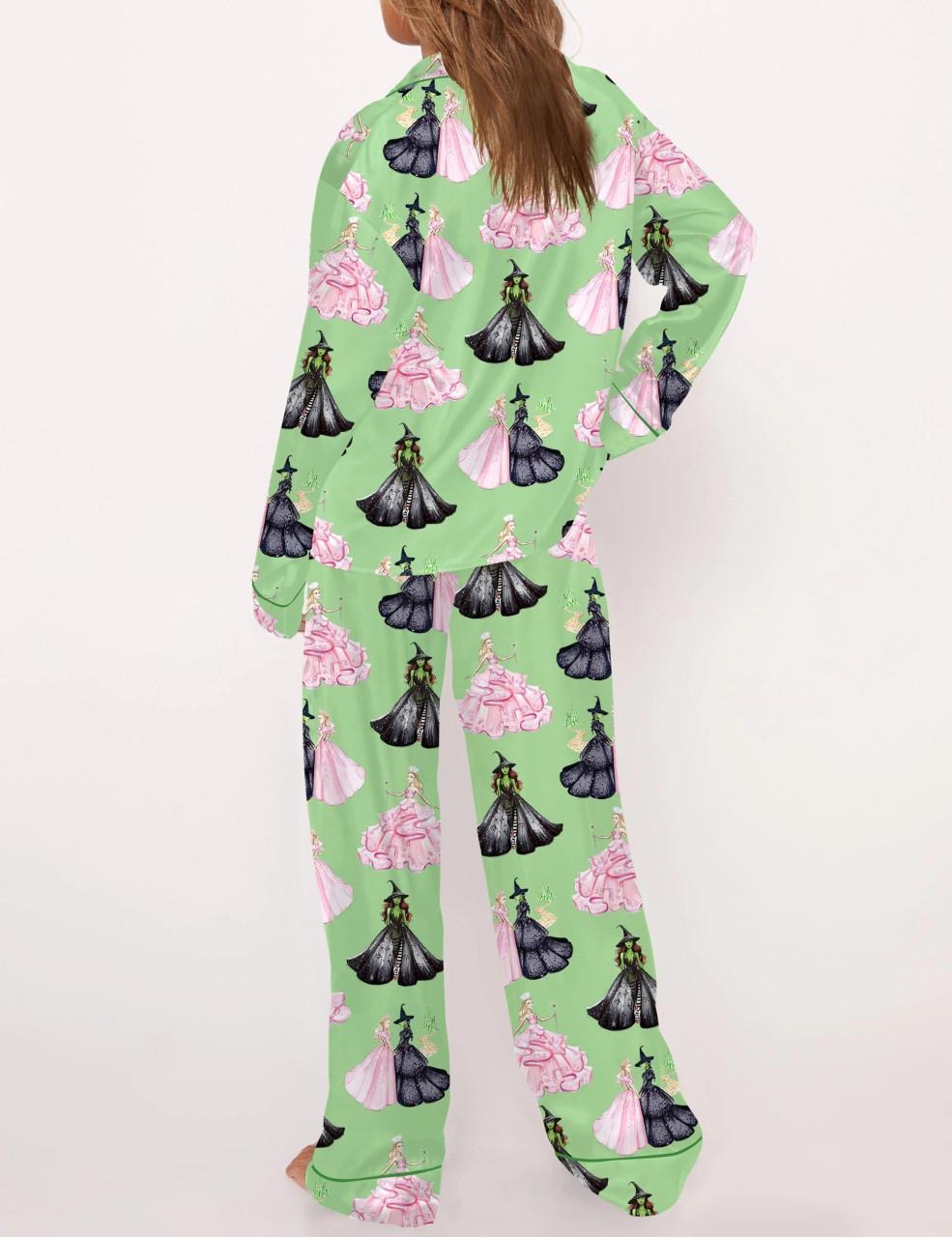 Wicked Print Satin Pajama Set For Women