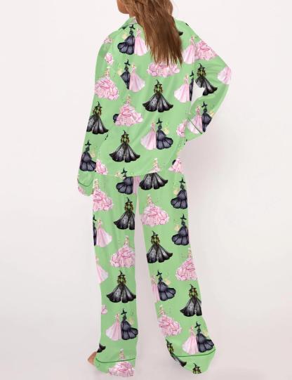 Wicked Print Satin Pajama Set For Women