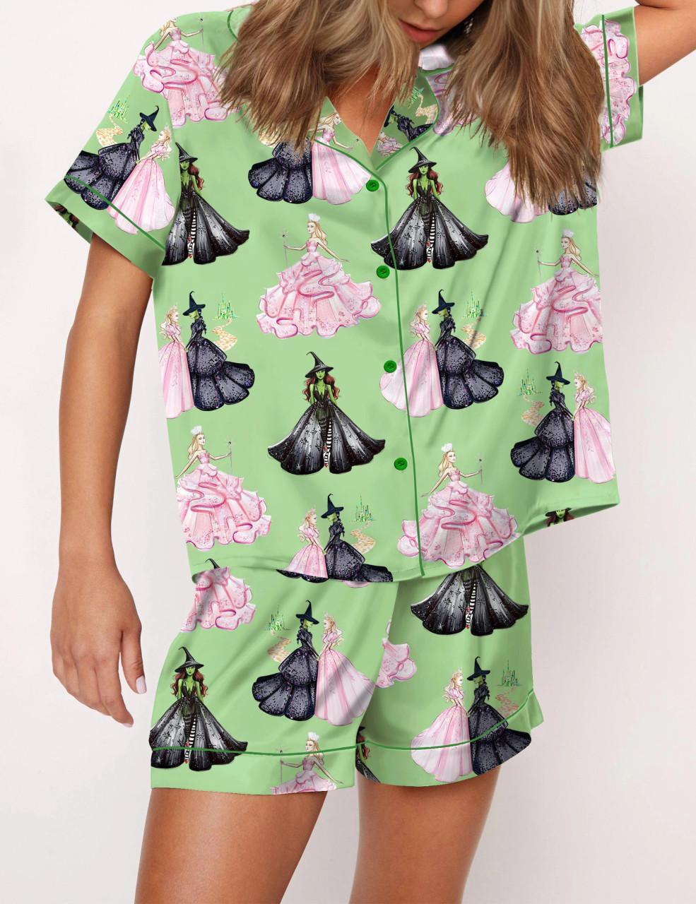 Wicked Print Satin Pajama Set For Women