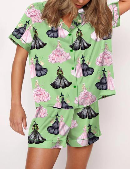 Wicked Print Satin Pajama Set For Women