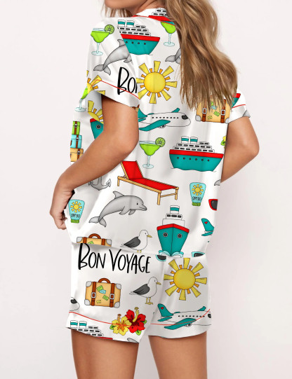 Bon Voyage Cruise Silky Satin Pajama Set For Women
