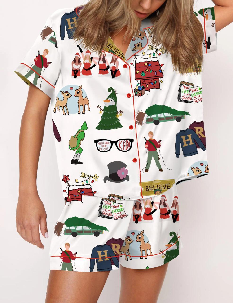 Christmas Classics Satin Pajama Set For Women