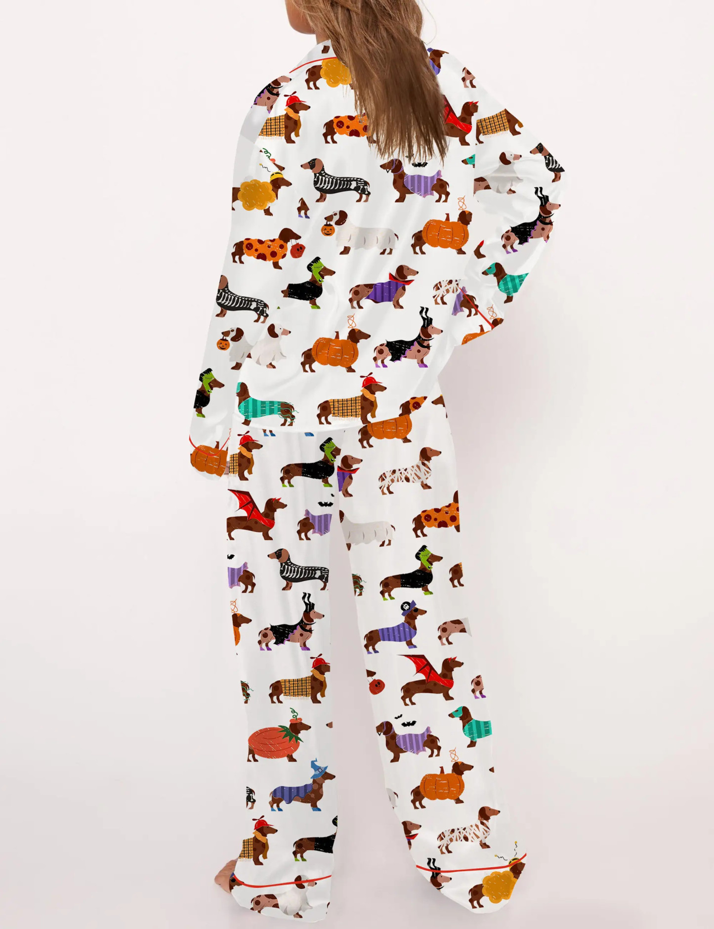 Halloween Dachshund Silky Satin Pajama Set For Women
