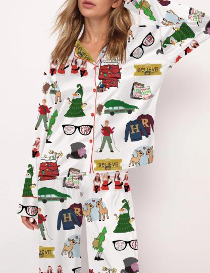 Christmas Classics Satin Pajama Set For Women