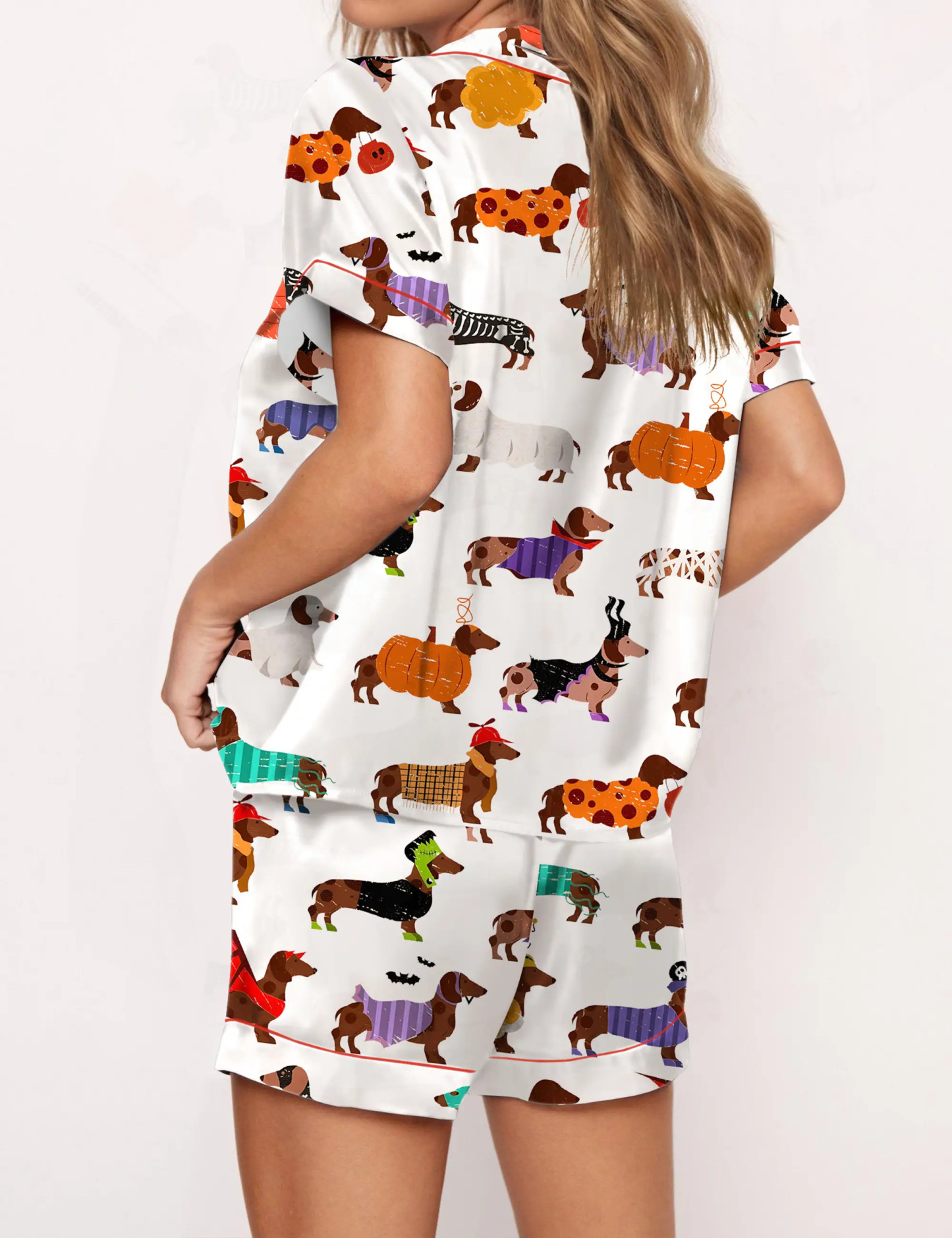 Halloween Dachshund Silky Satin Pajama Set For Women