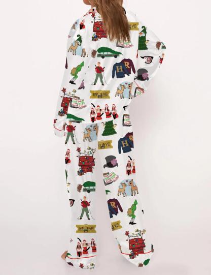 Christmas Classics Satin Pajama Set For Women