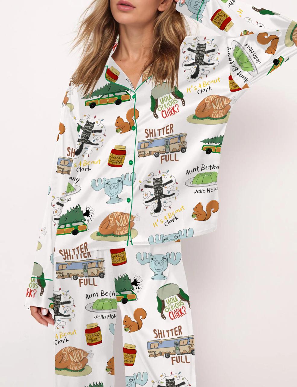 It's A Beaut Clark Christmas Vacation Satin Pajama Set For Women
