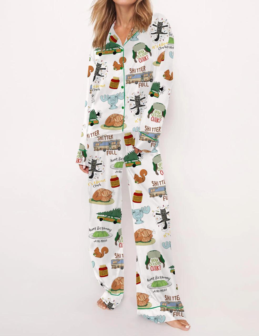 It's A Beaut Clark Christmas Vacation Satin Pajama Set For Women