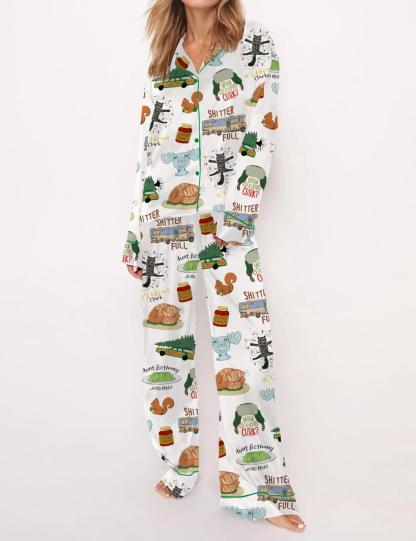 It's A Beaut Clark Christmas Vacation Satin Pajama Set For Women