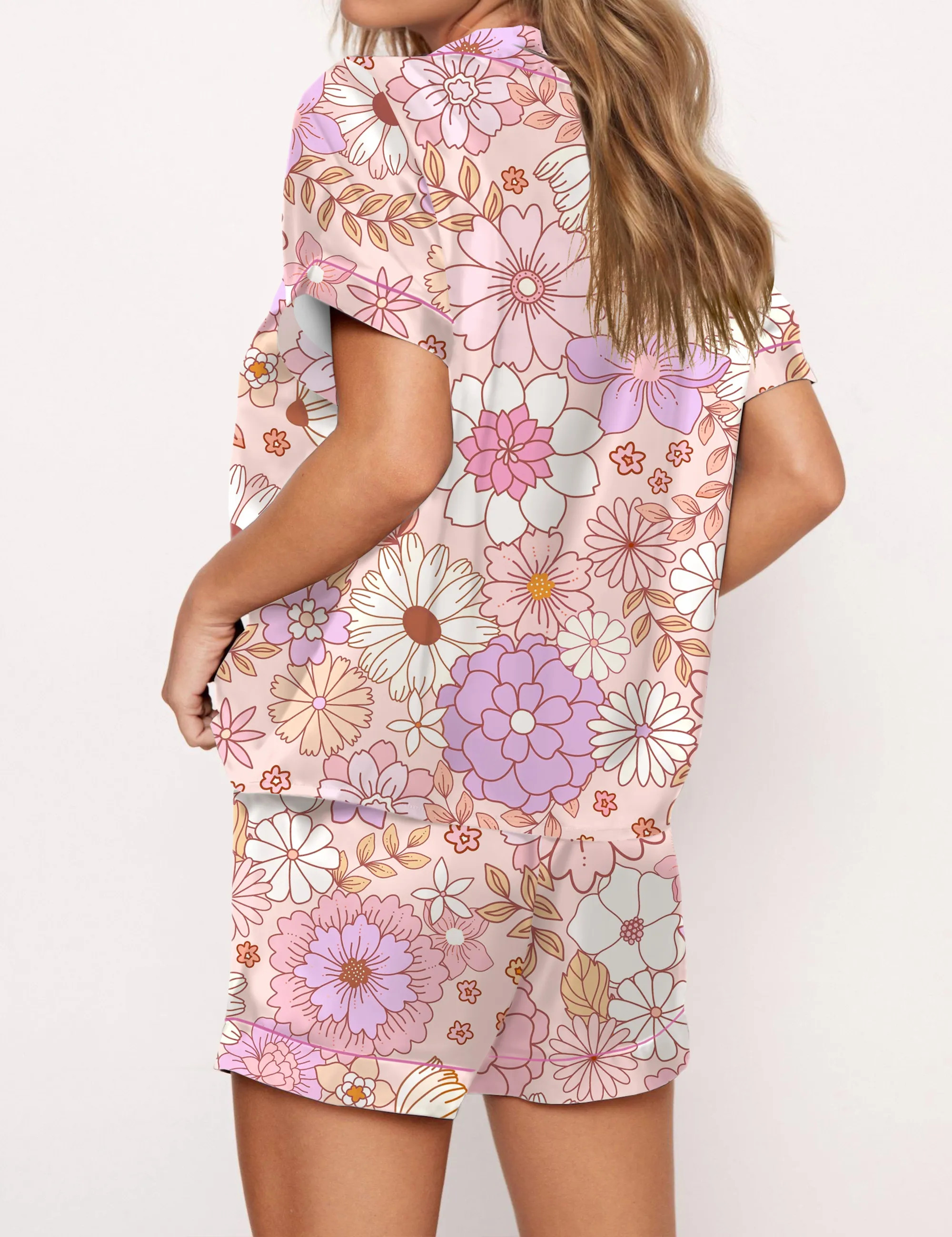 Floral Satin Pajama Set For Women