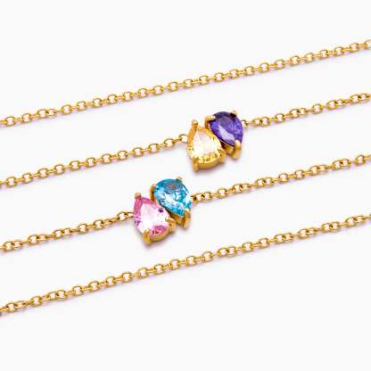 Duo Teardrop Birthstone Necklace