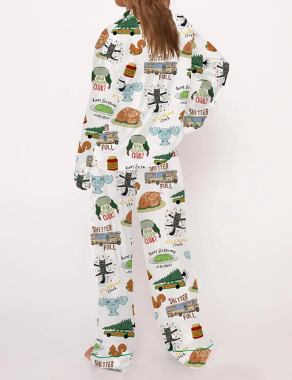 It's A Beaut Clark Christmas Vacation Satin Pajama Set For Women