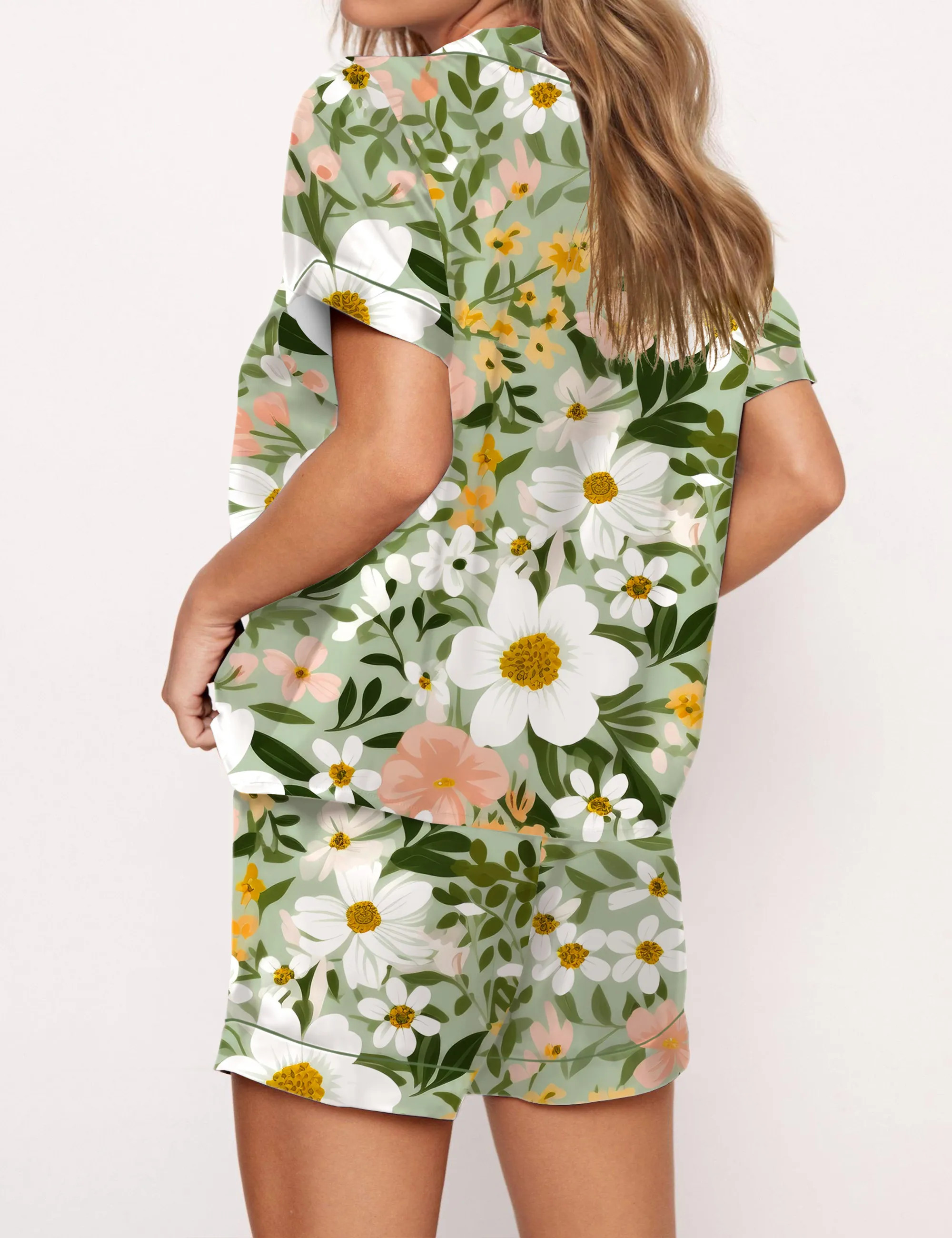 Floral Satin Pajama Set For Women