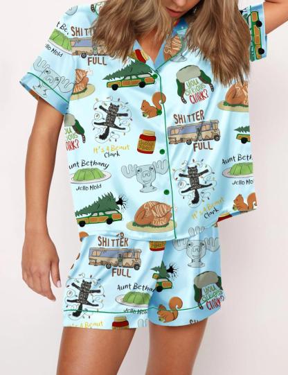 It's A Beaut Clark Christmas Vacation Satin Pajama Set For Women