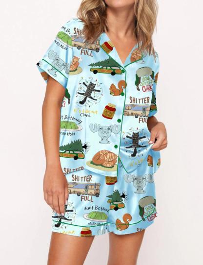 It's A Beaut Clark Christmas Vacation Satin Pajama Set For Women