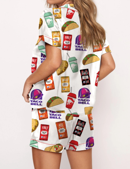 Fast Food Print Pajama Set For Women