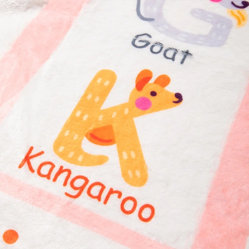 Personalized Zoo Alphabet Enlightenment Education Fleece Soft Blanket with Name Gift for Baby Kid