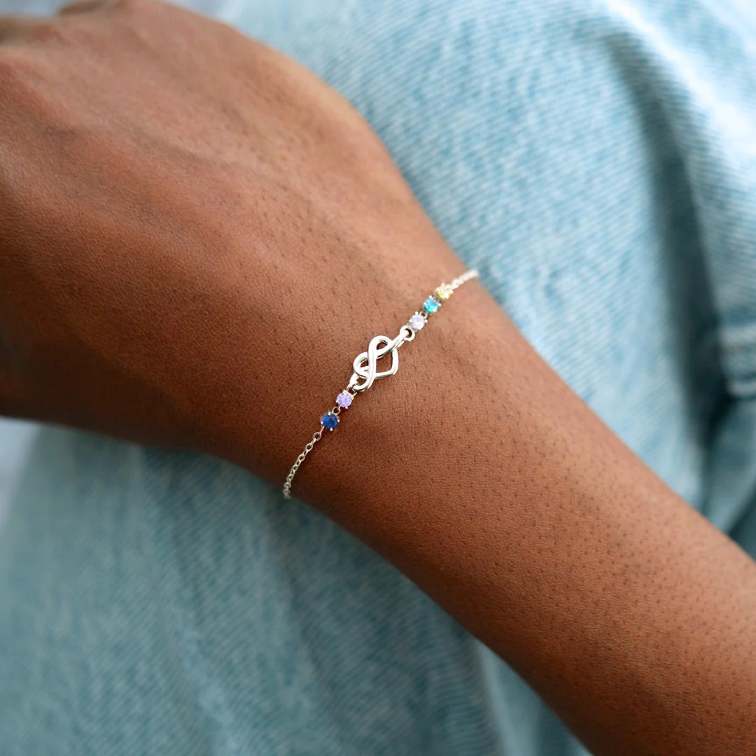 1-8 Heart With Birthstone Bracelet