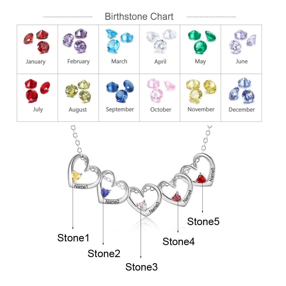 1-5 Heart & Name Pendants Necklace