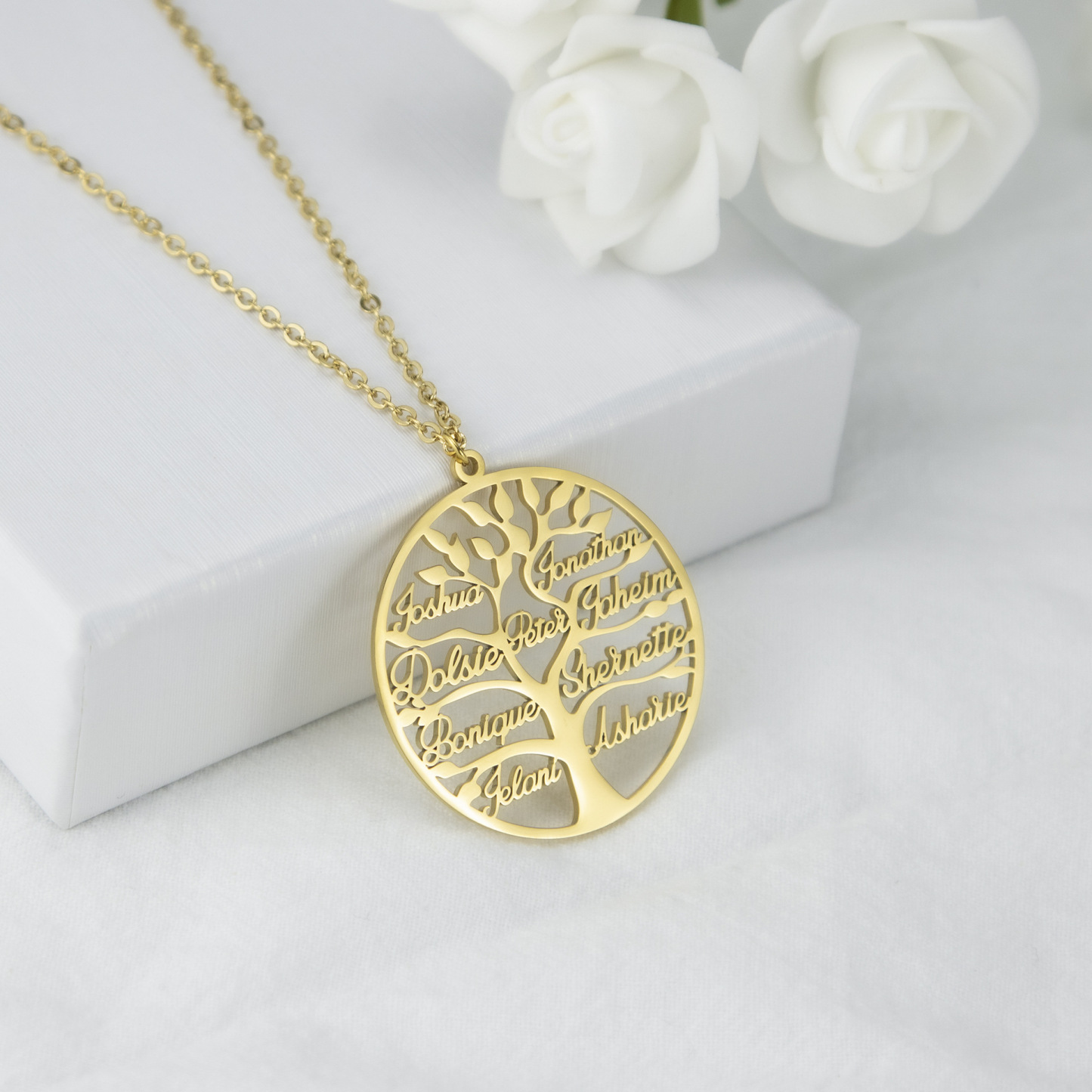 Personalized Family Tree of Life Pendant Necklace with 1-9 Names - To