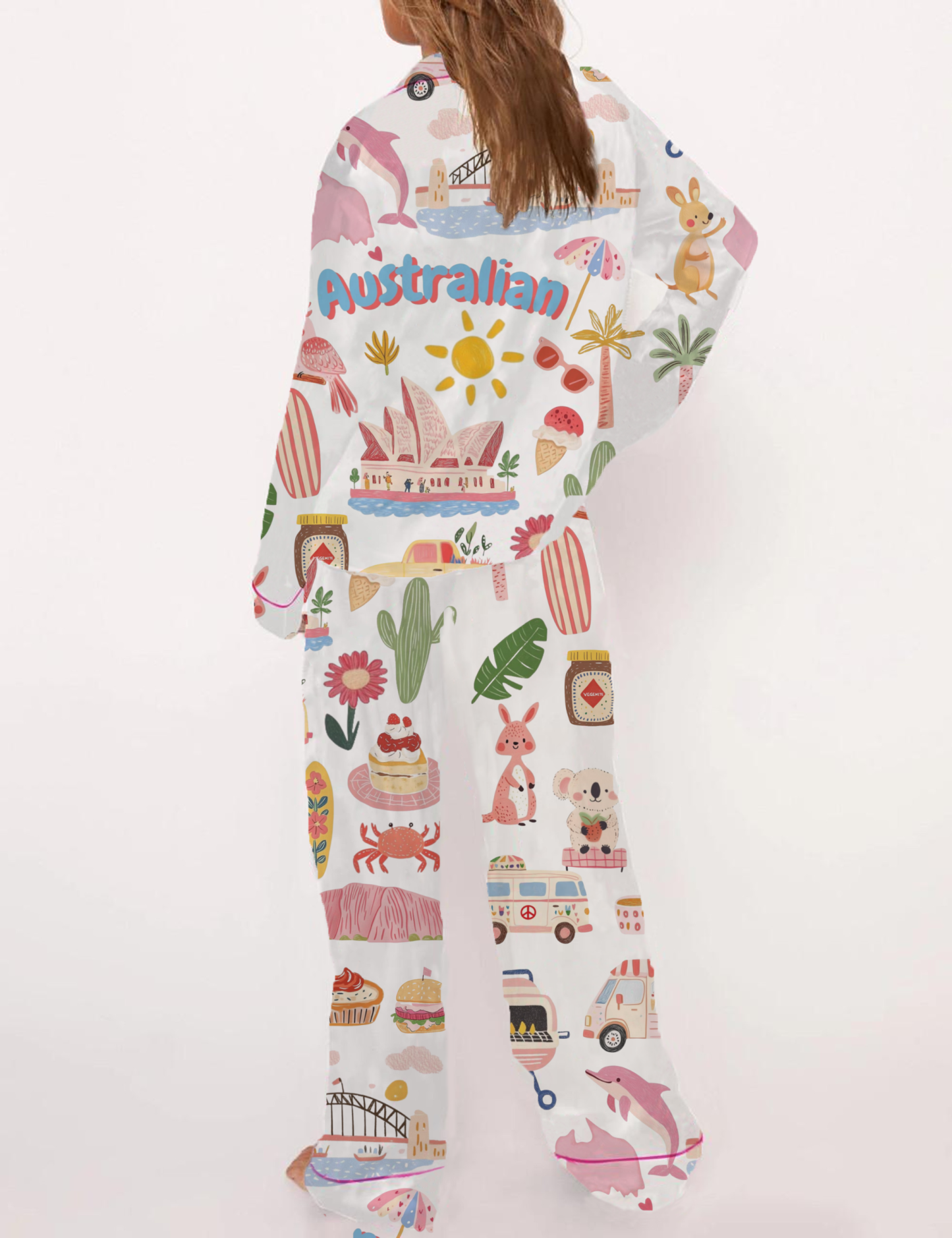 Australian Travel Silky Satin Pajama Short Set For Women