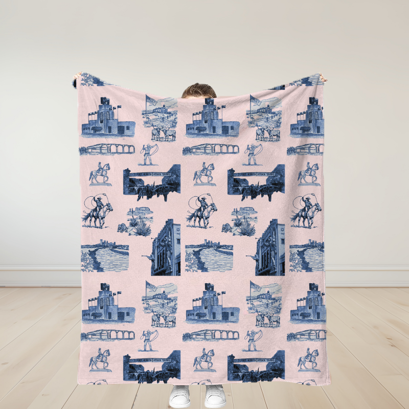 Personalized Fort Worth Toile Traditional Soft Throw Blanket Birthday Gif