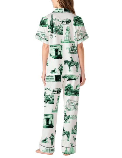 Marfa Toile Silky Satin Pajama Pants Set For Women