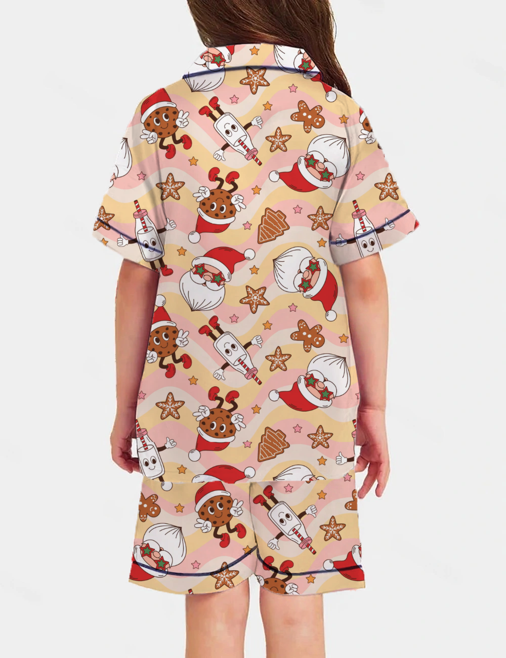 Groovy Christmas Kid's Short Sleeve  Silky Satin Pajama Set 