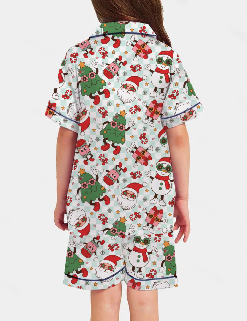 Groovy Christmas Kid's Short Sleeve  Silky Satin Pajama Set 