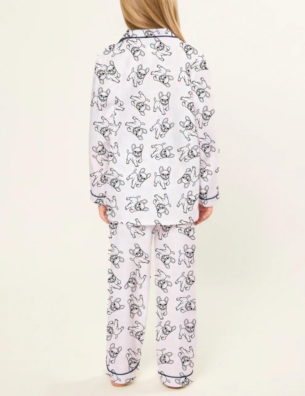 Cute French Bulldog Kid's Silky Satin Pajama Set 