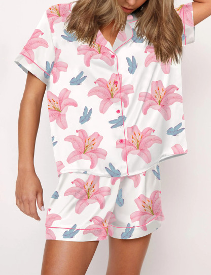 Tiger Lily Silky Satin Pajama Set For Women