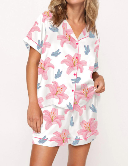 Tiger Lily Silky Satin Pajama Set For Women