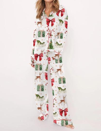 Coquette Christmas Holiday Satin Pajama Set