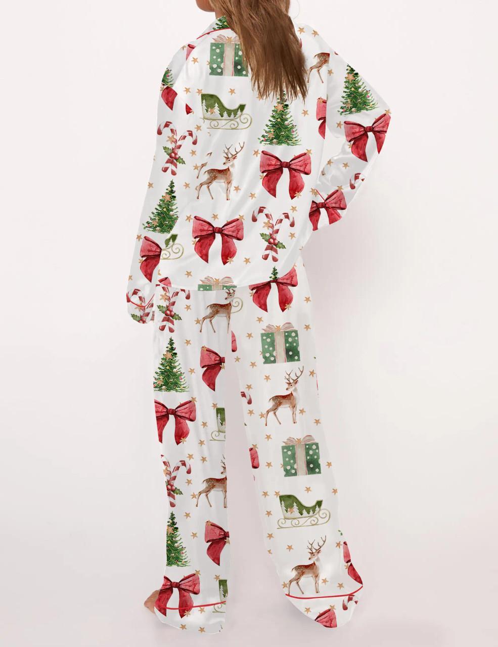 Coquette Christmas Holiday Satin Pajama Set